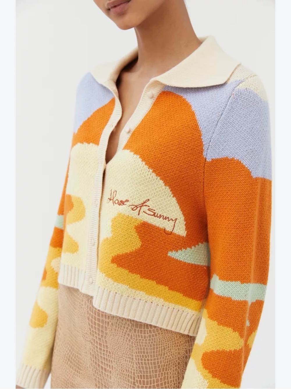 House of Sunny Day Tripper Jacquard Cardigan Vibrant Knit Ibiza Sunset Inspo